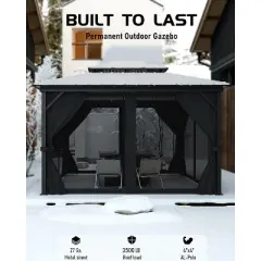 GustoWave 12'x14' Outdoor Double Hardtop Patio Gazebo for Deck, Backyard, Lawn, Garden