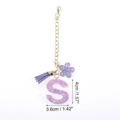 Unique Bargains Star Sequin Letter S Flower Tassel Water Cup Pendant Purple 1 Pc