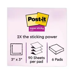 Post-it Dispenser Notes Super Sticky Pop-up 3 x 3 Note Refill, 3" x 3", Energy Boost Collection Colors, 90 Sheets/Pad, 6 Pads/Pack