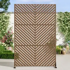 Brown Parallel Line Galvanized Sheet Screen, Outdoor Privacy Screen