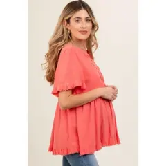 PinkBlush Coral Short Sleeve Maternity Top