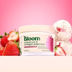 BLOOM NUTRITION Colostrum & Collagen Peptides Powder - Strawberries & Cream - 25 Servings