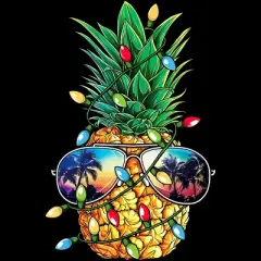 Women's Design By Humans Pineapple Christmas Tree Lights Xmas Men Gifts Sunglasses T-Shir By NekoShop Racerback Tank Top