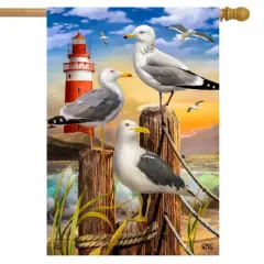 Seagulls Summer House Flag Birds Beach Lighthouse 28" x 40" Briarwood Lane