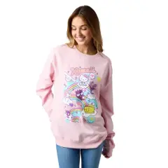 Hello Kitty & Friends Riding Rainbow Women's Cradle Pink Crew Neck Long Sleeve Sweatshirt