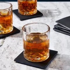 Juvale 8 Piece Set of Square Black Slate Coasters Set with Holder for Coffee Table, Office, Bar, Kitchen, Dinner Table, Home Decor