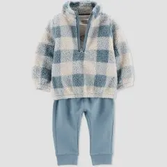Carter's Just One You&reg;️ Baby Boys' Plaid Sherpa Pullover & Bottom Set - Blue