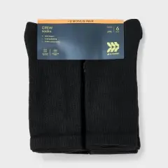 Men's Striped Surge Mesh Crew Socks 8pk - All In Motion&trade; Black 6-12: Cushioned Heel Toe, Midweight Knit