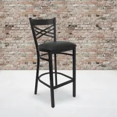 Flash Furniture Black ''X'' Back Metal Restaurant Barstool