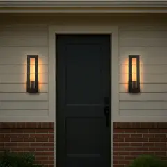 ALOADECOR H20'' Modern Outdoor Integrated LED Wall Light Matte Black  Sconce with Frosted Acrylic Shade Up/Down Wall for Garage  (2 Pack)