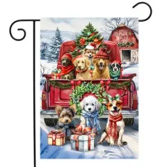 Briarwood Lane Christmas Garden Flag 12x18 For Outdoor Holiday Cheer Dogs For Christmas Garden Flag Flags For Outside