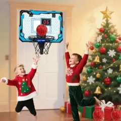 Joyfy Kids Mini Basketball Hoop, Light Up Over The Door Basketball Hoop With Scoreboard & 4 Balls, Indoor Toy Basketball Game Gift For Boys Age 3+