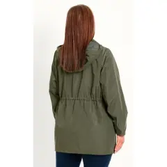 Women's Plus Size Lightweight Hooded Coat  - Khaki | EVANS