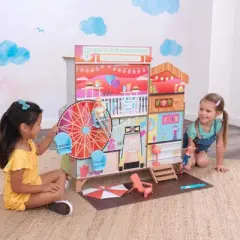 Kidkraft Ferris Wheel Fun Beach House Wooden 360-Play Dollhouse with 19 Accessories