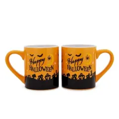 Silver Buffalo Disney Halloween Mickey and Minnie Mouse 14-Ounce Ceramic Mugs | Set of 2