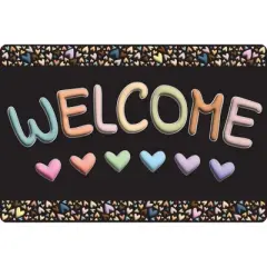 Ashley Productions&reg; Smart Poly&trade;, The Original Fun Mat&trade;, Welcome Mat, 15.5" x 23.5", Pastel Hearts, Welcome