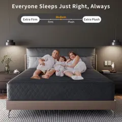 Swedrea Hybrid Mattress Breathable Medium Cooling Memory Foam Bed-in-a-Box Black