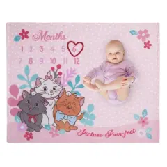 NoJo Disney Aristocats Pink Picture Purr-fect Super Soft Photo Op Milestone Baby Blanket