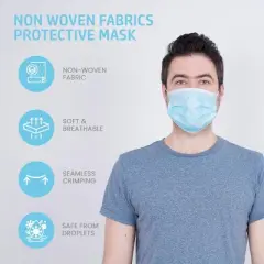 MagiCare - Premium Blue Face Masks for Adults - Breathable 3-Layer Disposable Protection - 50ct Box