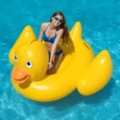 Swimline Inflatable Giant Ride-On Lucky Ducky Swimming Pool Float- 76"
