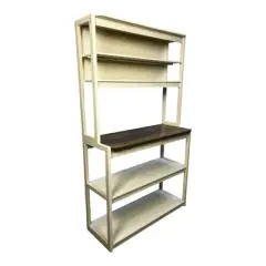 FONTOI 39.37" 5-Tier Bakers Rack for Kitchen with Storage, Coffee Bar, Kitchen Shelves, Brown&White, 15.75"*66.93"*39.37"