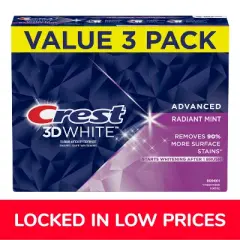 Crest 3D White Advanced Teeth Whitening Toothpaste, Radiant Mint