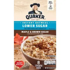Quaker Low Sugar Instant Oatmeal Maple Brown Sugar - 9.5oz/8ct