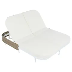 DSVIMOY Outdoor Rattan Daybed, Patio Daybed with Adjustable Backrest and Removable Cushions&Pillows for Garden, White, 62.6"*77.8"*35.8"
