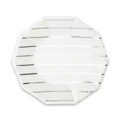 Daydream Society - Silver Frenchie Striped Large Plates - Pack of 8 Paper Plates
