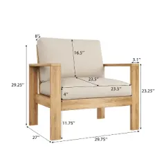 FIONECA Outdoor Single Patio Lounge Chair with Cushions