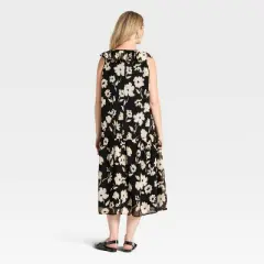 Flutter Short Sleeve Drop Waist Maxi Maternity Dress - Isabel Maternity by Ingrid & Isabel&trade; Black/Cream Floral