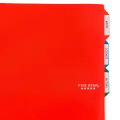 Five Star 3pk 2-Pocket File Dividers Red: Polypropylene Binder Dividers with Pockets, Filing Accessories, 11.5" x 10"