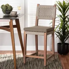 Heyna Woven Rope Mahogany Counter Height Barstool Gray/Natural - bali & pari