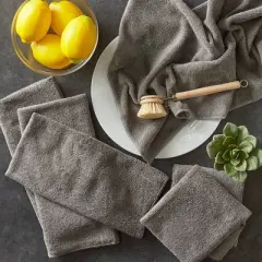 Design Imports 6pk Microfiber Essential Dishtowels Gray: Kitchen Towels, Microfiber Dishcloth, Solid Pattern, 15.75"x23.5"