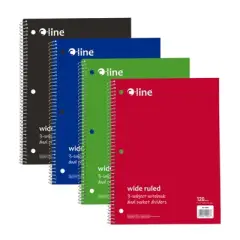 C-Line&reg; 3-Subject Notebook, Wide Ruled, 120 Sheets, Assorted Colors, Pack of 3