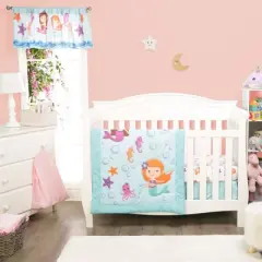 Everyday Kids Mermaid 60x15&rdquo; Window Valance &ndash; Coastal Theme in Turquoise, Blue, Purple & Orange for Baby, Toddler & Girls&rsquo; Bedrooms