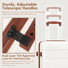 SKONYON 3-Piece Hardshell Luggage Set with YKK Zippers & All-Aluminum Telescoping Handles, Beige