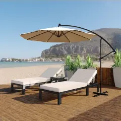 LeisureMod Willry Modern 10FT Outdoor Offset Cantilever Hanging Patio Umbrella with Solar Powered LED &ndash; Backyard, Deck, Garden, Poolside, Patio Shade