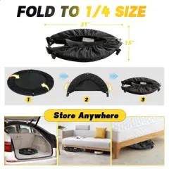 Jump Into Fun 40inch Foldable Mini Trampoline Comes with N-shaped handle three adjustable levels For Indoor and Outdoor Use