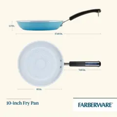 Farberware Eco Advantage 10" Nonstick Ceramic Frying Pan Aqua: Dishwasher Safe, Electric & Gas Compatible