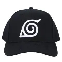 Naruto Anime Cartoon Embroidered Symbol Stretch Fit Black Snapback Hat For Men