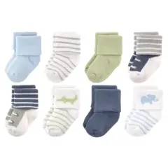 Luvable Friends Baby Boy Newborn and Baby Terry Socks, Safari