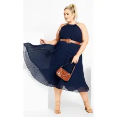 Women's Plus Size  DRESS HALTER PLEAT | CITY CHIC