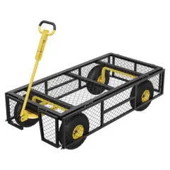 Garden Cart Steel Heavy Duty 900 LBS Yard and Garden Wagon with 10 inch Tire and Handle Attach to ATV or Tractor for Lawn Camping Farm Yard