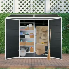 NicBex 8x6 FT Outdoor Storage Shed,Metal Outdoor Shed with Floor and 2 Windows and Lockable Door,Storage Sheds for Garden