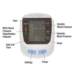 Automatic Upper Arm Blood Pressure Monitor - Pulse Measuring Machine with Digital LCD Screen, Adjustable Cuff, and Storage Case by Bluestone (White)