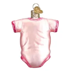 Old World Christmas Pink Baby Onesie  -  One Glass Ornament 3.25 Inches -  Ornament First Christmas  -  32338  -  Glass  -  Pink