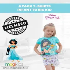 Disney Princess Belle Ariel Cinderella 4 Pack T-Shirts Infant to Big Kid