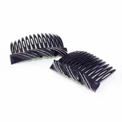SET OF 2 Premium Side Combs European Made in Switzerland Black Candy Twist 1057/2