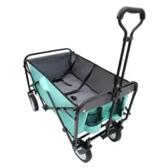 FURNIinspire Outdoor Serving Carts 360lbs Collapsible Foldable Wagon Cart with strapping system for Camping Shopping, Blue, 35.04"*21.65"*38.98"